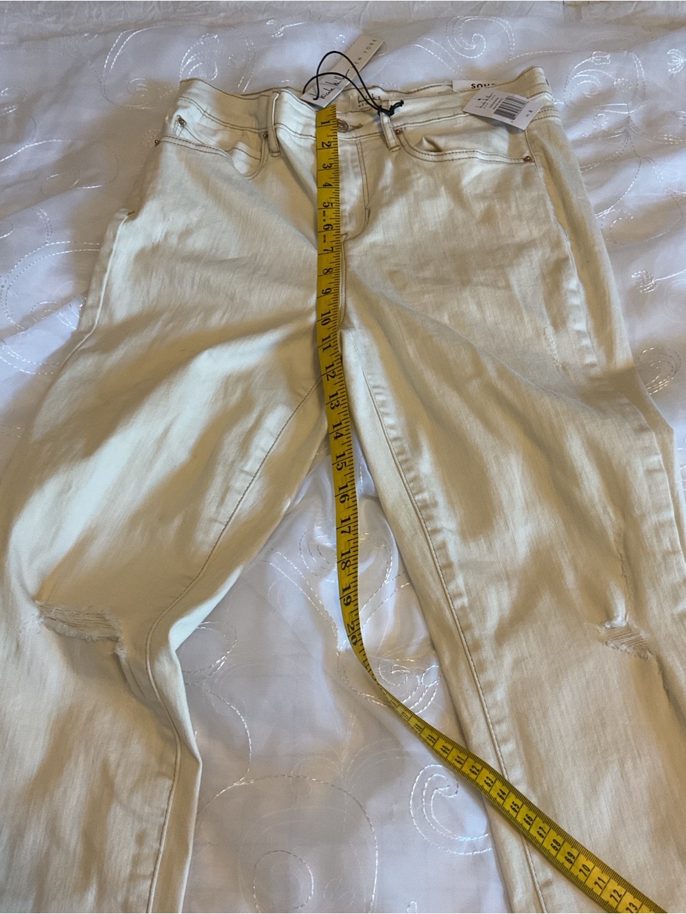 Nicole Miller NWT Womens Winter White Size 8 Distressed Pants - Picture 8 of 10
